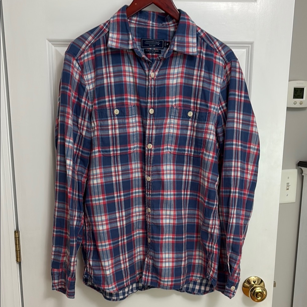 Vineyard Vines Red and Blue Plaid Shirt